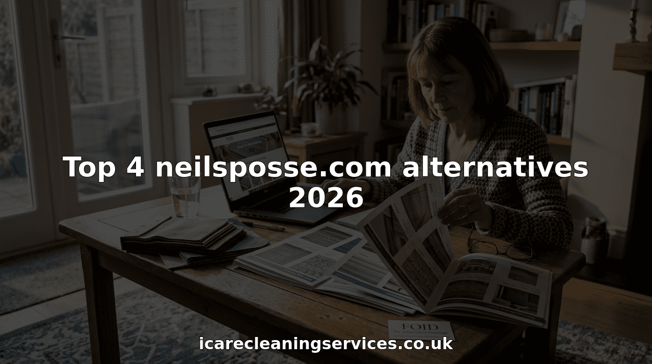 Homeowner comparing rug alternatives at desk