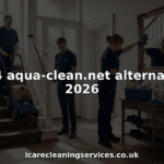 Cleaning crew working in Glasgow home entrance