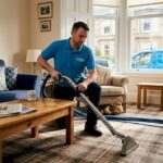 Glasgow cleaner deep-cleans carpet with machine